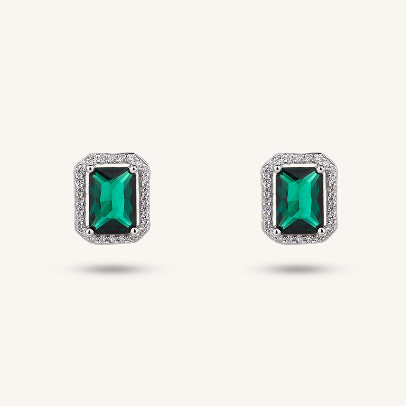 925 sterling silver green zircon sugar earrings