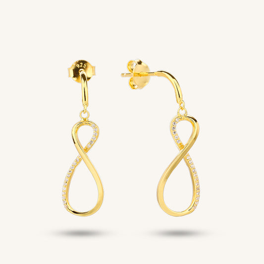 925 sterling silver infinity symbol gold plated earrings