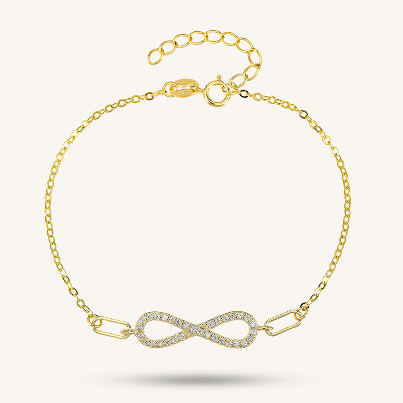 925 sterling silver Infinity symbol gold plated bracelet