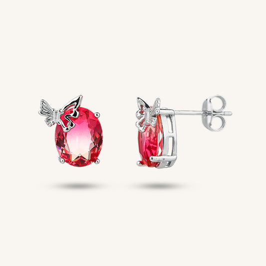 925 sterling silver pink zircon earrings