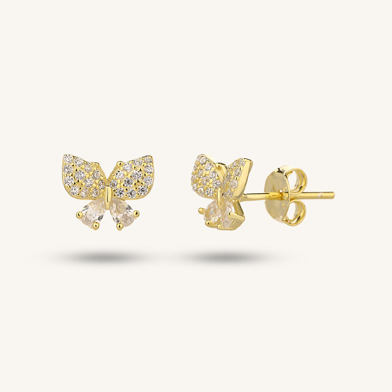 925 sterling silver butterfly gold plated earrings