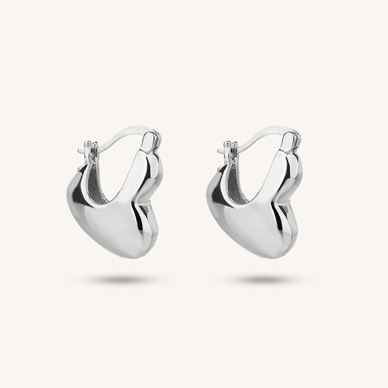 925 sterling silver heart-shaped giant stud earrings