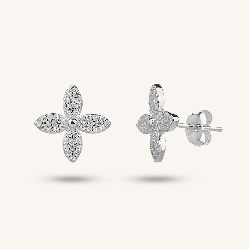 925 sterling silver four-leaf clover gold-plated earrings