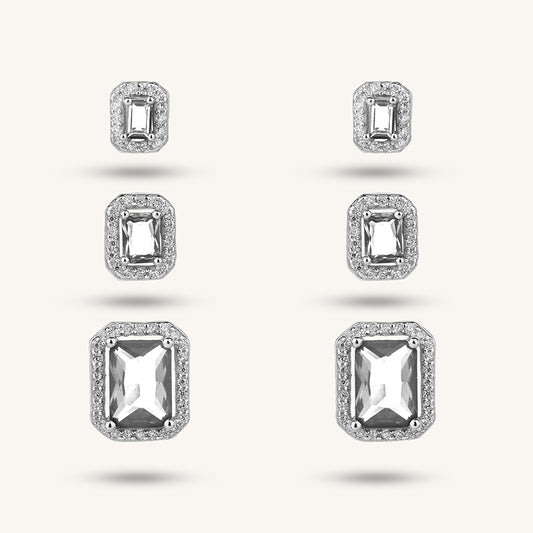 925 sterling silver white zircon sugar earrings