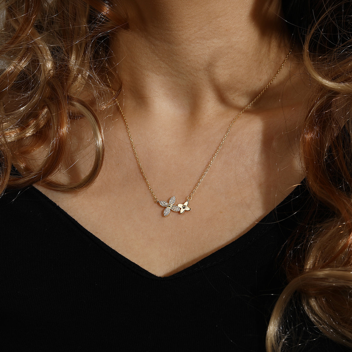 Sterling silver four-leaf clover necklace